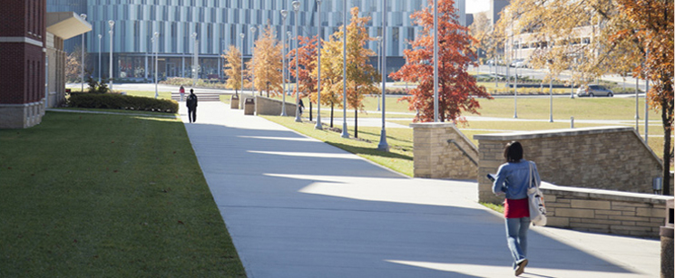 the a and t campus on a bright fall day