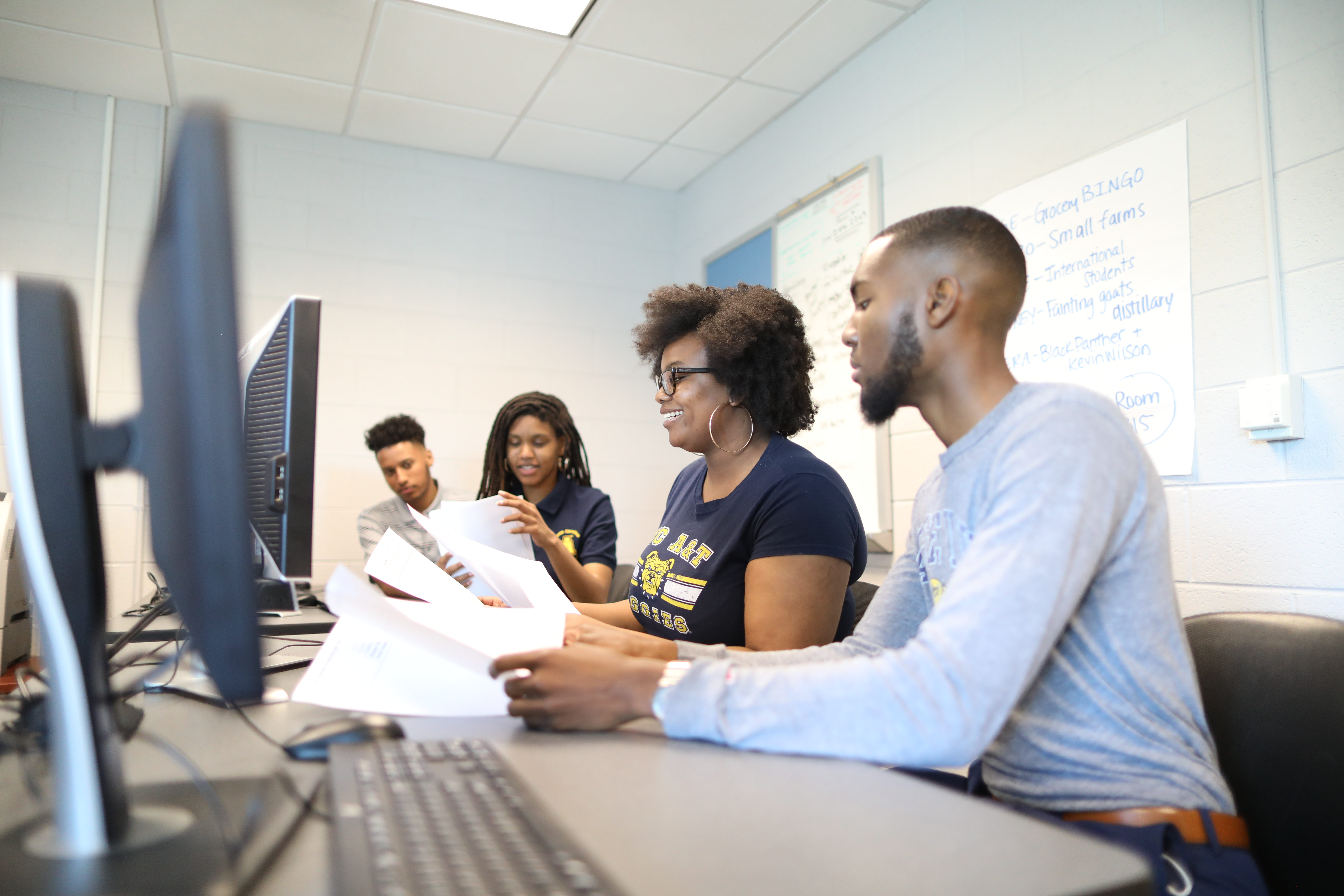 students in control room