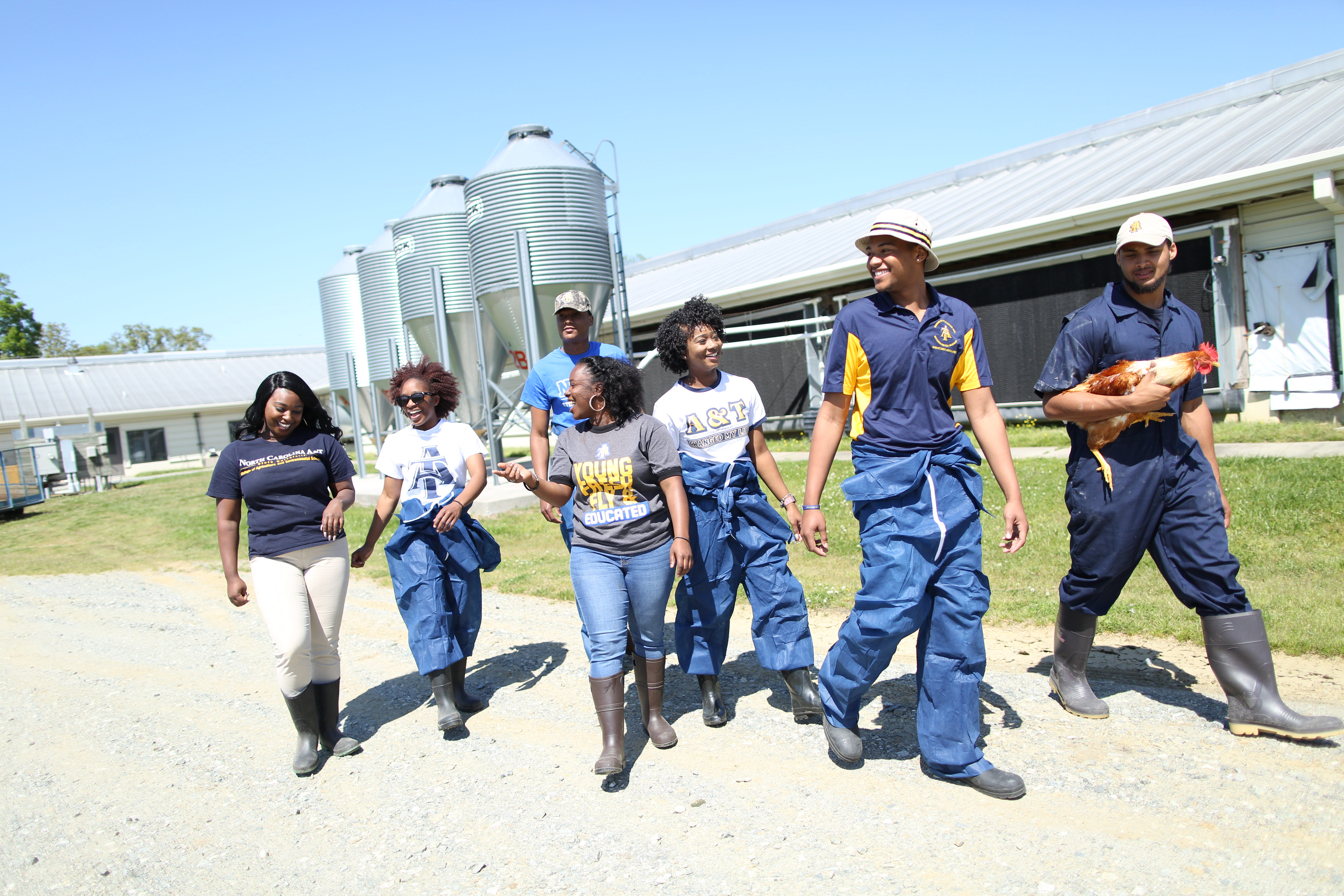 students on A and T research farm