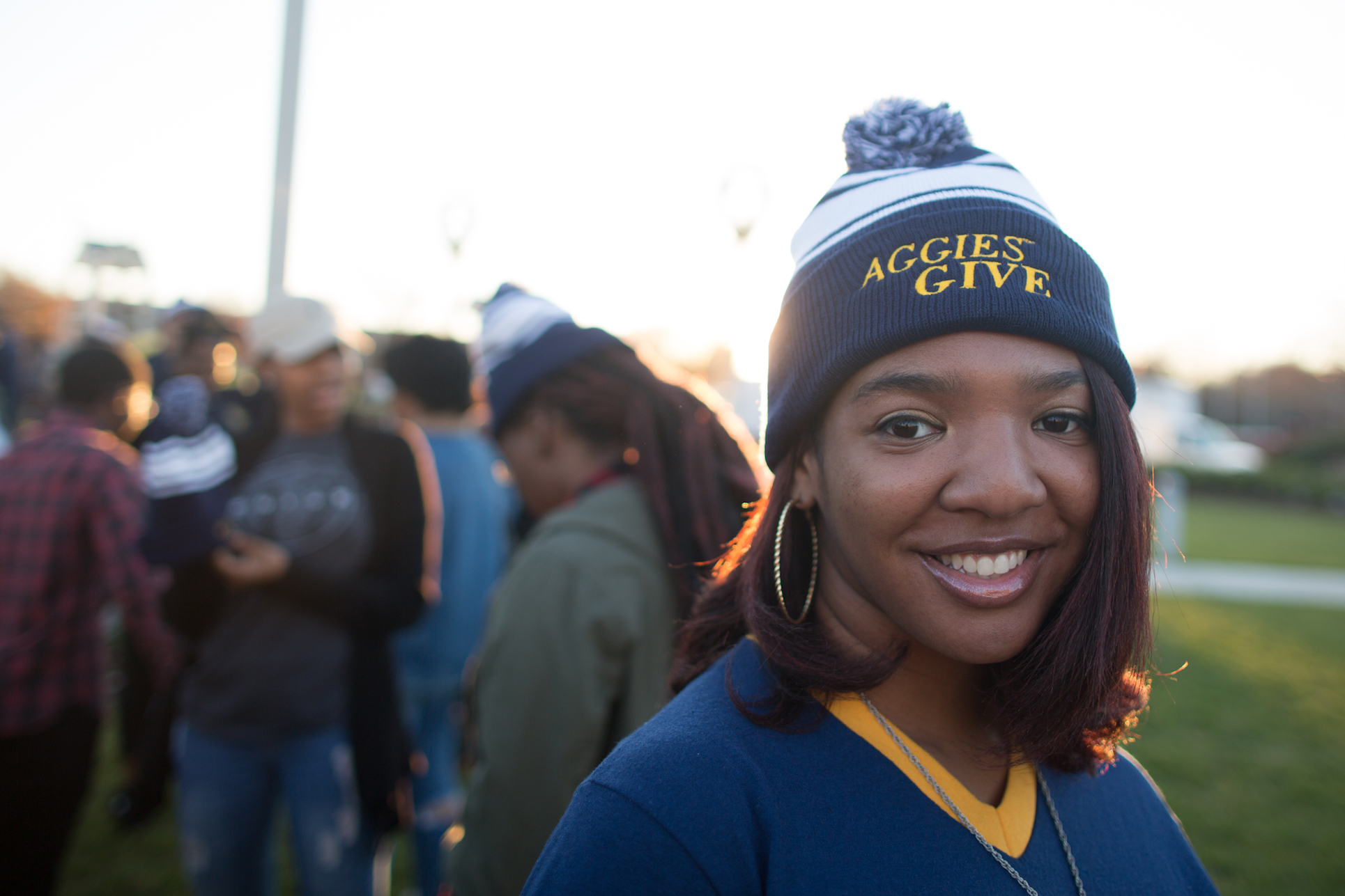 female student wearing aggies give