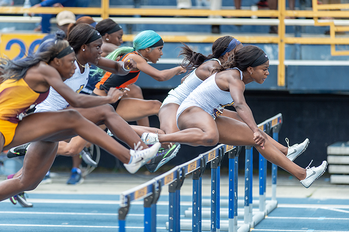 a and t female athletes compete at the MEAC championships