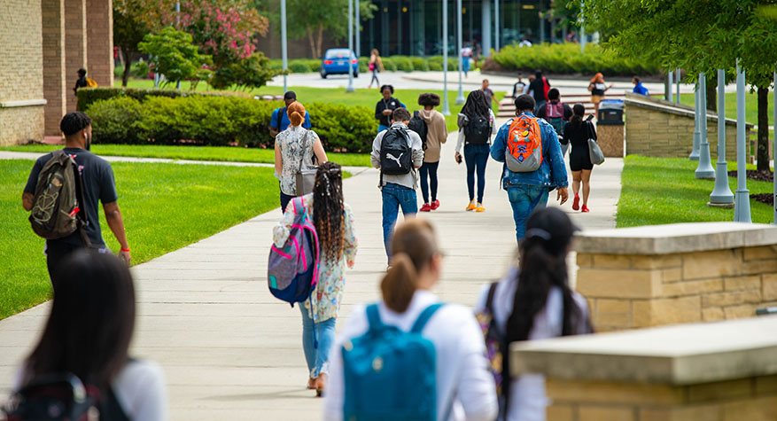 Mondern A&T campus filled with students walking to class