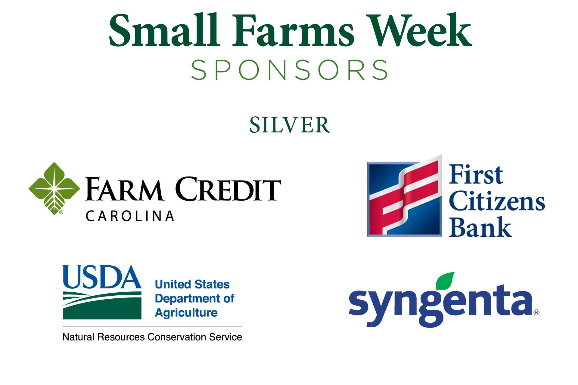 Silver Sponsors: Farm Credit Carolina, First Citizens Bank, USDA, Syngenta
