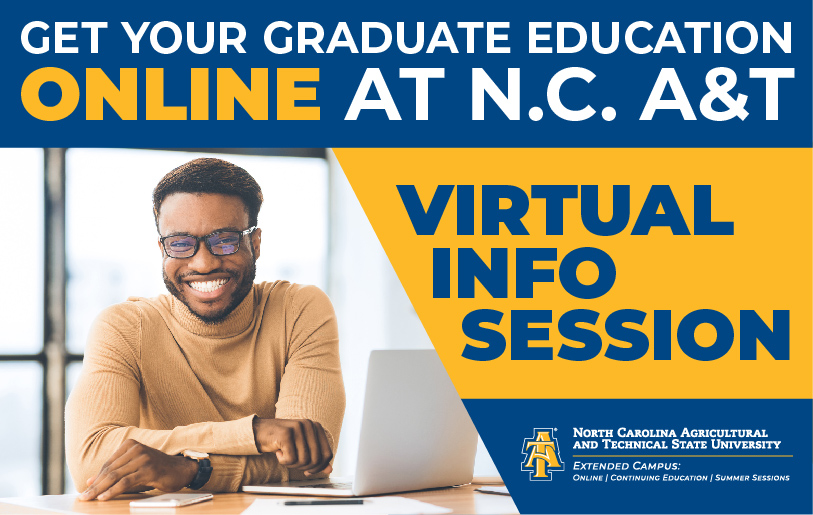 Flyer featuring smiling African American man on a laptop