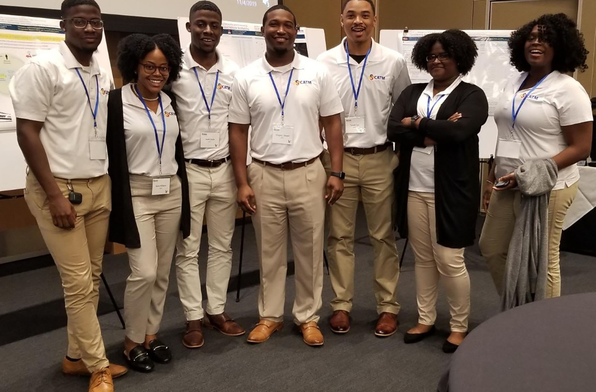 On Nov. 4, seven N.C. A&T students attended the third annual CATM Symposium held at EmbryRiddle Aeronautical University in Daytona Beach, Florida. From left: Joseph Smith, Kiana Williams, Jacob Smith, Gregory Stewart, Tyreak Carr, Aliya Mcray and Amanda Gray.