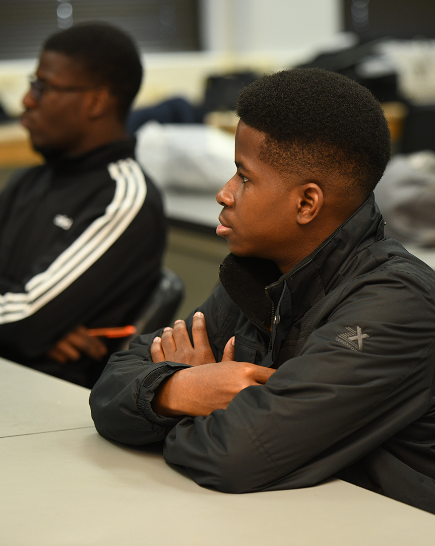 A student listens in to an engineers week conversation