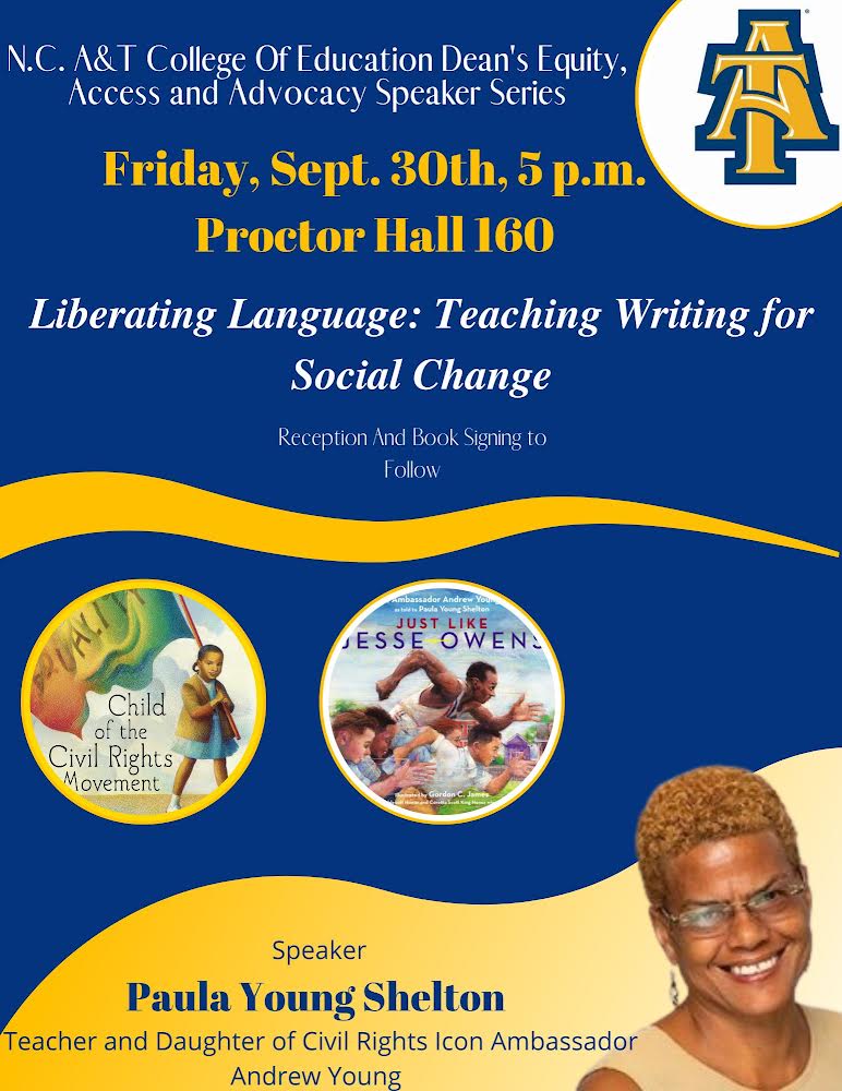 Faculty of Training Speaker Collection at N.C. A&T to Welcome Writer, Educator Paula Younger Shelton