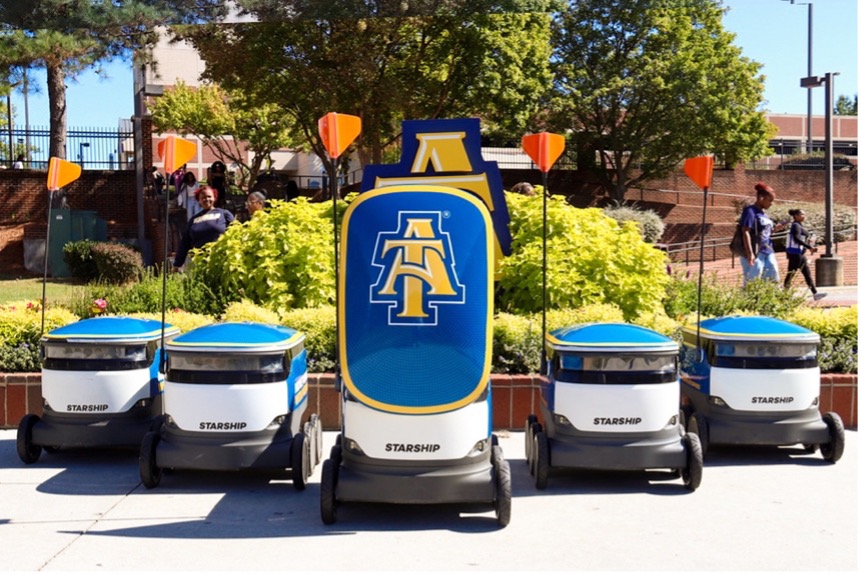 A&T branded Starship food delivery robots