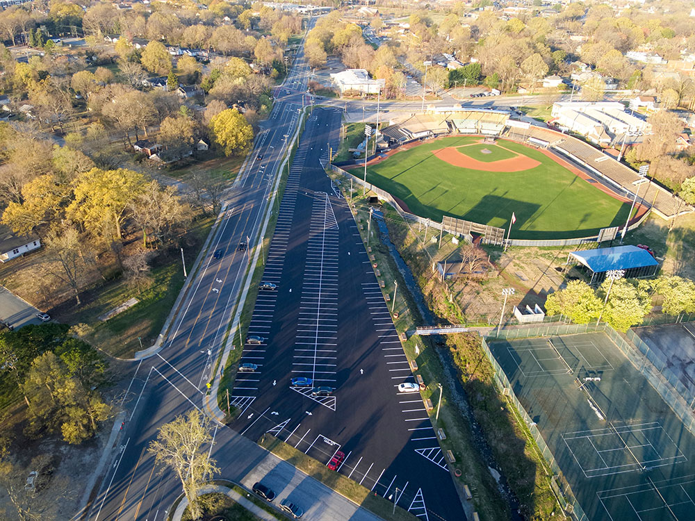 aerial view of the park and ride lot