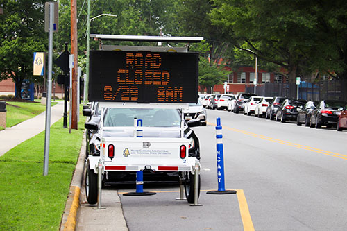 digital parking signage on roadway