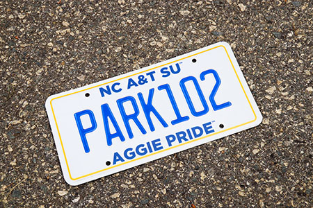 sample front license plate for parking permit holders