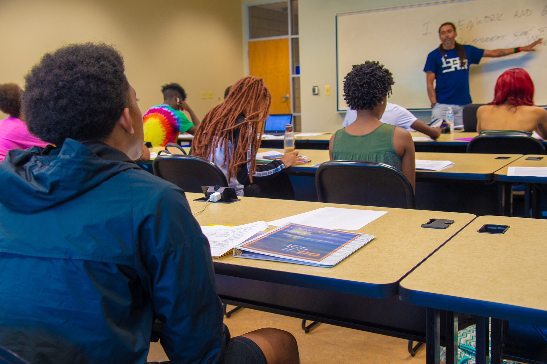 Students listen during class