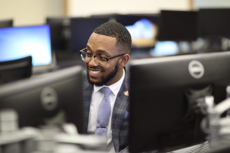 Male student at computers