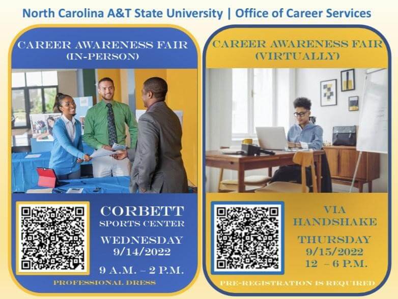 Career Fair graphic with QR codes